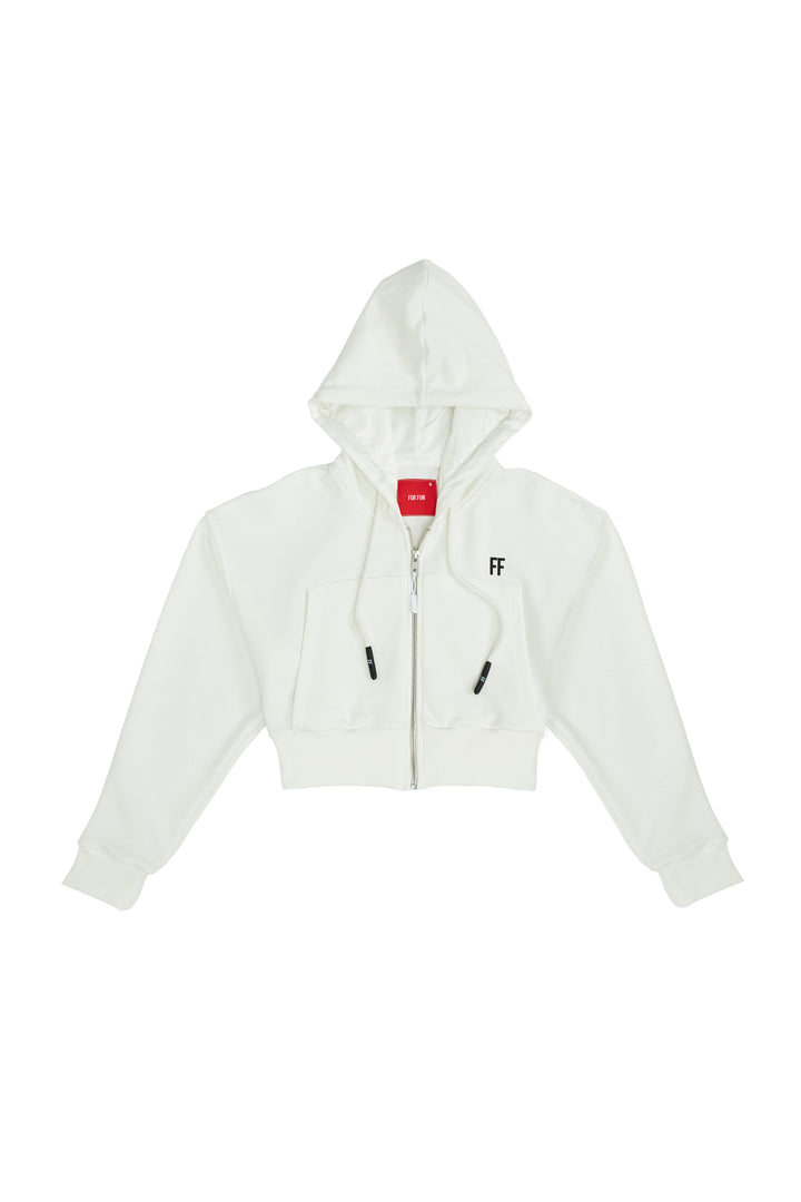 FF / Women Cropped Zip Up Hoodie