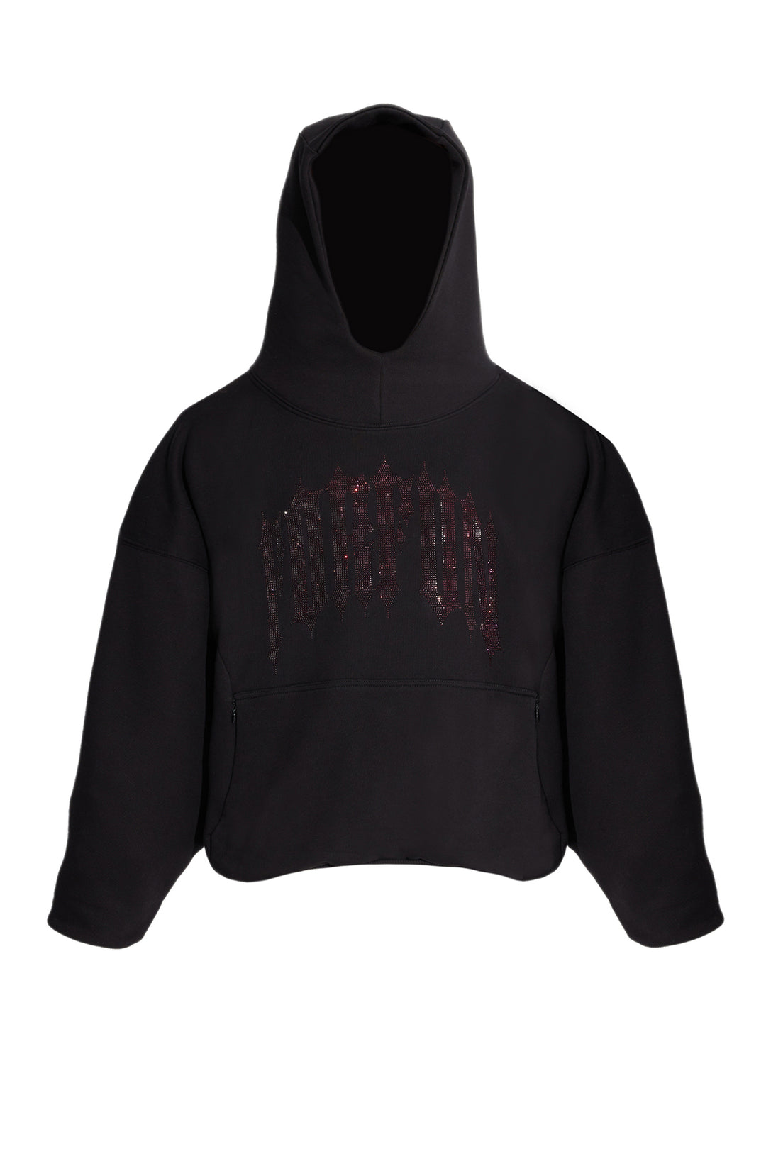 For Fun / Oversized Double Layer Rhinestone Pullover Hoodie