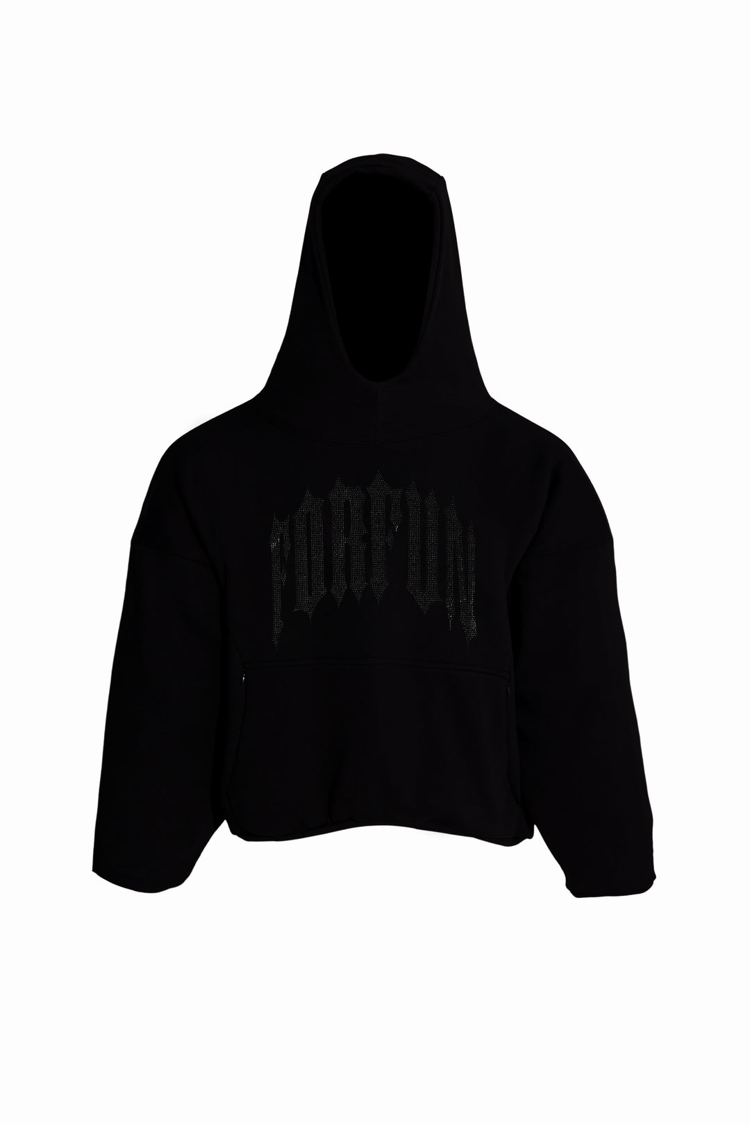For Fun / Oversized Double Layer Rhinestone Pullover Hoodie