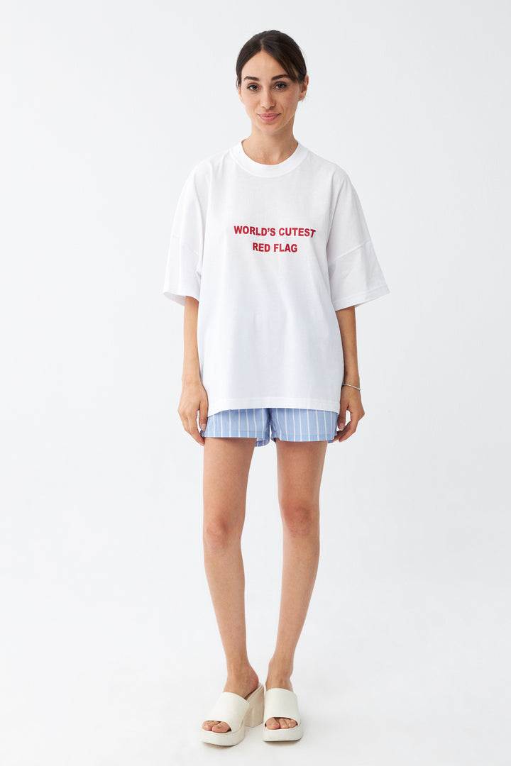 Worlds Cutest Red Flag / Drop Shoulder Oversize T-shirt