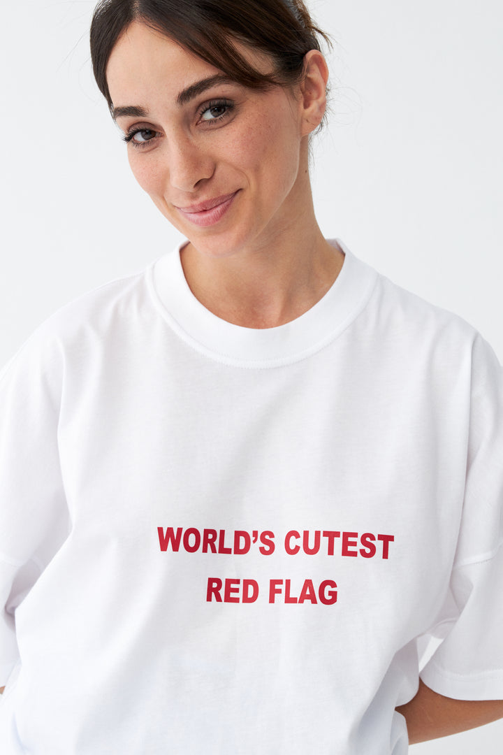 Worlds Cutest Red Flag / Drop Shoulder Oversize T-shirt