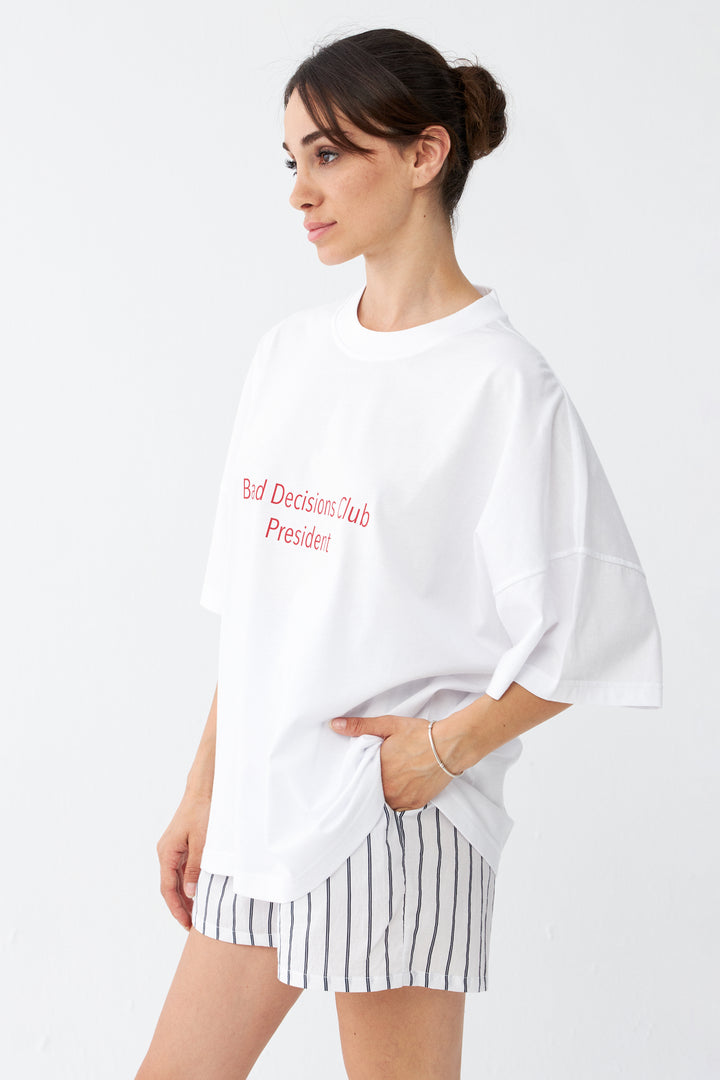 Bad Decisions Clup President / Drop Shoulder Oversize T-shirt