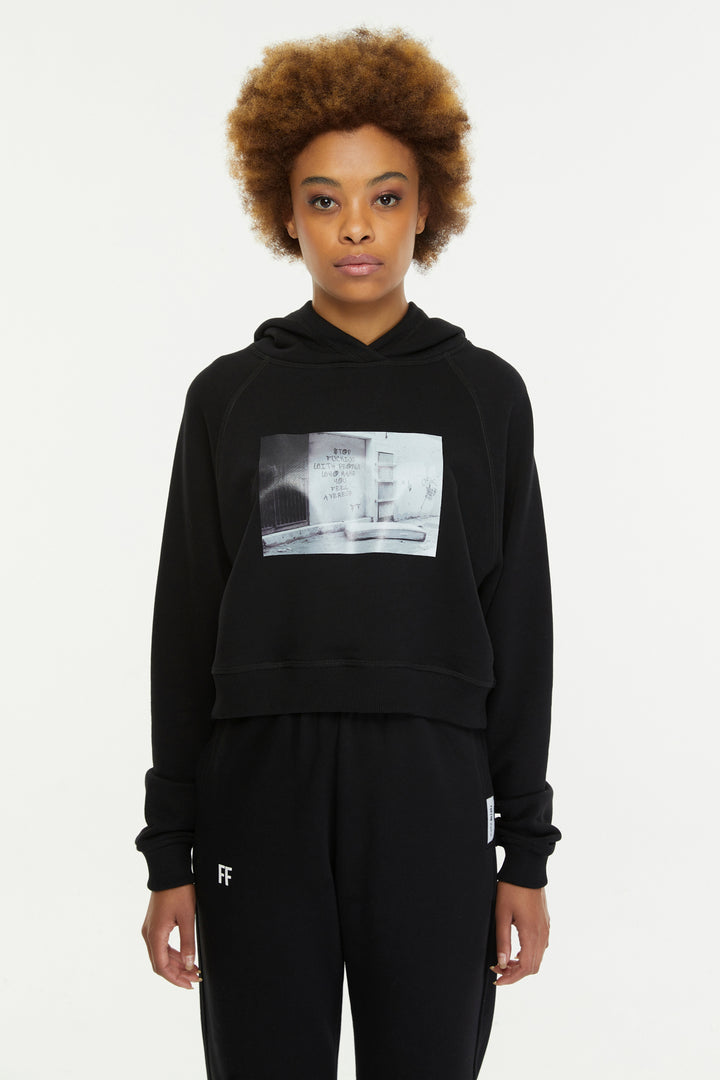 Stop Fucking with People Who Make You Feel Average / Crop Hoodie